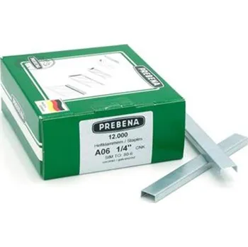 Průmyslová sponka Prebena A-06 CNK - Spony do sponkovačky výška 6 mm šíře 12,9 mm, (bal. 12 000ks)