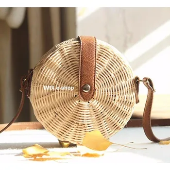 Kabelka Kulatá ratanová kabelka přírodní malá