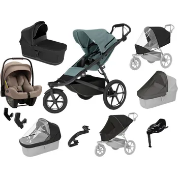 Kočárek Luxusní set Thule Urban Glide 3 Mid blue + korba black+ pláštěnka + moskytiéra + madlo + pláštěnka + moskytiéra + PIPA™ next cedar Autorizovaný prodejce