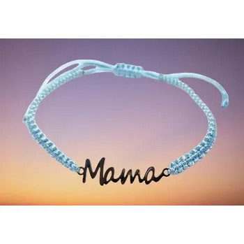 Náramek Provázkový náramek pro maminku s ocelí modrý