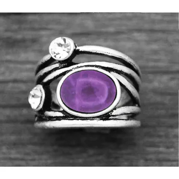 Prsten Velký prsten s přírodním kamenem Ametyst 8