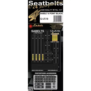 Plastikový model HGW 1/24 Seatbelts Sabelts 6 point Black (laser)