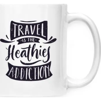 Hrnek malý bílý s potiskem Travel Addiction