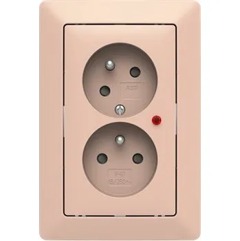 vypínač ABB Zoni Zásuvka dvojnásobná, clonky, natočená s přepěť. ochranou pudrová/bílá