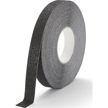 Výstražná páska Černá korundová chemicky odolná protiskluzová páska FLOMA Super Chemical Resistant - 18,3 m x 2,5 cm a tloušťka 1 mm (80081242) FLOMAT