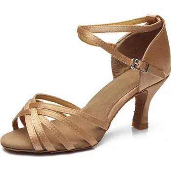 Dámské lodičky Taneční střevíce Laura s koženou podrážkou - Tělové 40 podpatek 7 cm