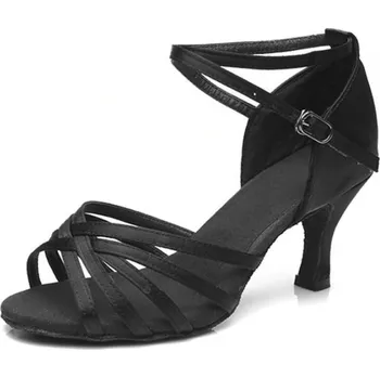 Dámské lodičky Taneční střevíce Laura s koženou podrážkou - Černé 37 podpatek 5 cm