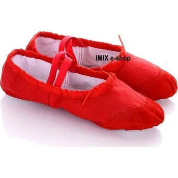 Dětská sálová obuv Dětské taneční cvičky látkové Sytě červená 32 (délka chodidla 20,5 cm)