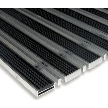 Rohožka Gumová hliníková kartáčová venkovní vstupní rohož FLOMA Alu Low Extra - 60 x 90 x 1 cm (80001300) FLOMAT