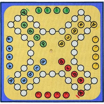 Koberec Breno ČLOVĚČE, NEZLOB SE s figurkami - modrý lem, 80x80 cm, Vícebarevné