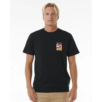 Pánské tričko Tričko Rip Curl SURF REVIVAL LINED UP TEE Black velikost M