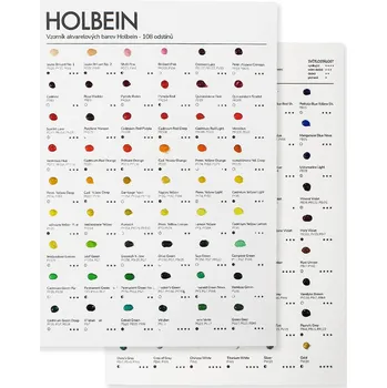 Vodová barva Vzorník akvarelových barev Holbein - 108 odstínů