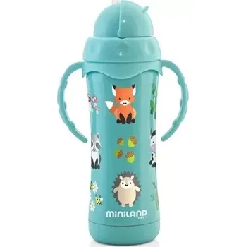 Kojenecká láhev Miniland láhev s brčkem ML89189 modrá 240 ml