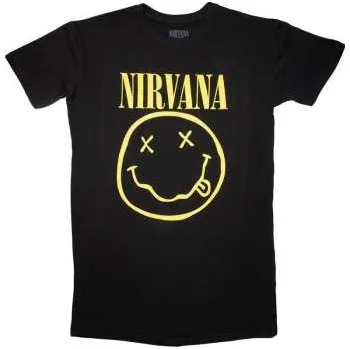 Zahraniční hudba Merch Nirvana: Nirvana Ladies T-shirt Dress: Yellow Happy Face (xxx-large) XXXL