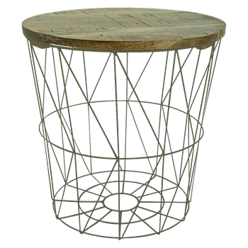 Konferenční stolek Odkládací stolek Industrial II, ø 35 × 36 cm, mangové dřevo, ocel 77829-2