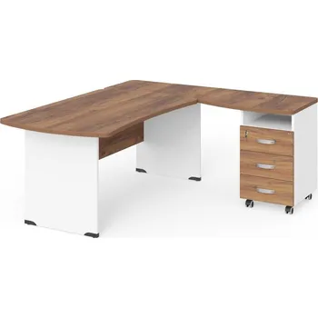 Psací stůl Rohové pracovní místo Manager 180 x 160 cm, pravé, ořech warmia / bílá