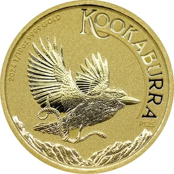 Zlatá investiční mince Kookaburra Ledňáček 1/10 Oz 2024