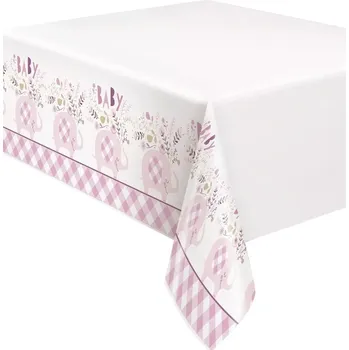 Jednorázový ubrus Plastový ubrus Sloník s květinami růžový