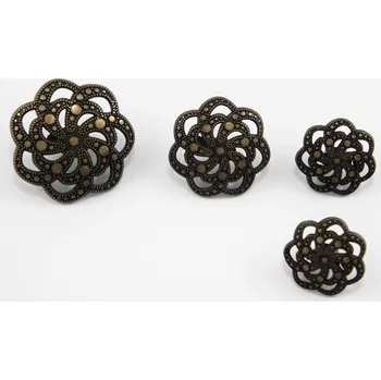 Knoflík Luxusní kovový filigránský knoflík - staromosaz - průměr 1,8 cm