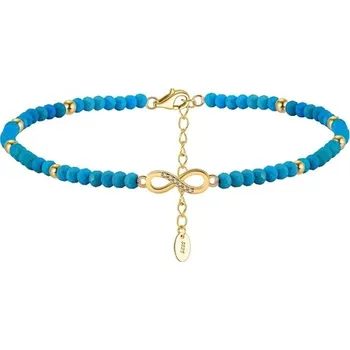 Náramek Stříbrný náramek na kotník s tyrkysy a nekonečnem 21-26 cm SVLB0431XK1GT24