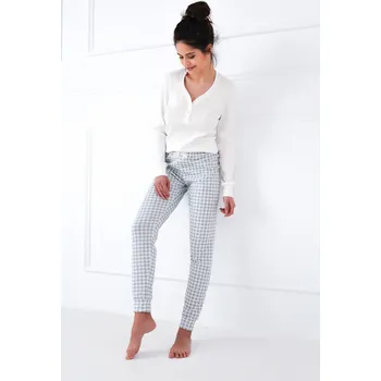 Dámské pyžamo Bílo-modré kostkované pyžamo Sensis Desire dł/r S-XL Velikost: L