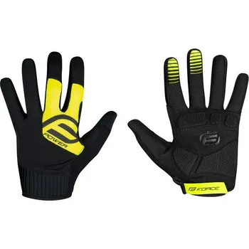 Cyklistické rukavice FORCE Letní dlouhoprsté rukavice FORCE MTB POWER, černo-fluo - M