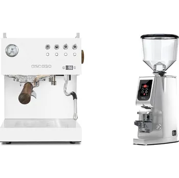 Kávovar Ascaso Steel DUO PID, White&Wood + Eureka Atom W 65, chrome