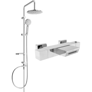 Mexen Carl vanovo-sprchový set s dešťovou sprchou a vanovou termostatickou baterií Cube, chromová, 77360240-00