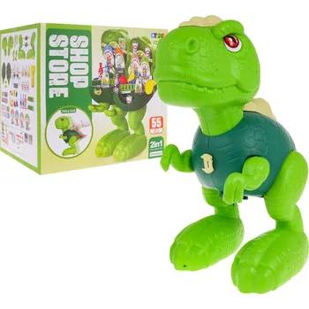 Figurka Ramiz Jezdící dinosaurus + obchod s potravinami 2v1 pro děti 3+ Figuríny s potravinami + příslušenství 55 el.