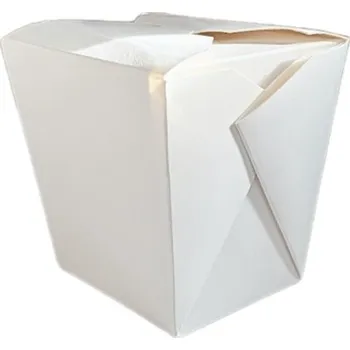 Jednorázové nádobí VIBAL Box na nudle hranatý bílý 450ml 50ks x 9bal