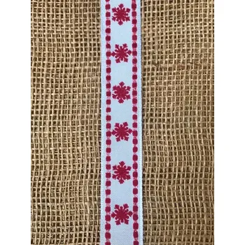 Stuha Stuha vločky s drátkem 25mm x 20m bílá / červená