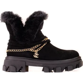 Dámská sportovní obuv Černé semišové kotníkové boty na platformě A9702N-B Velikost: 38