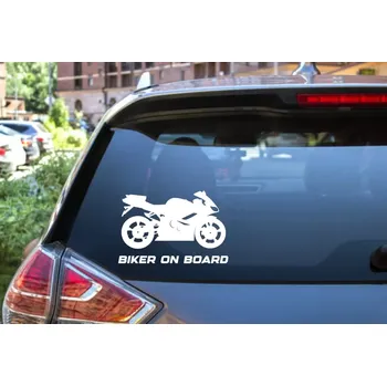 Samolepicí dekorace na vozidlo Samolepka Biker on board v.2 - více velikostí a barev