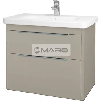 Koupelnový nábytek Dřevojas Enzo Skříňka se 2 zásuvkami SZZ2 80 s umyvadlem 80,5 x 48 cm, závěsná, béžová lesklá, ENZ019_SZZ2_080_XXX_L04_L04_T32_U019