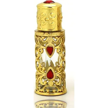 Arabská dóza na parfém mini flakón 3 ml zlatá s rudými kameny