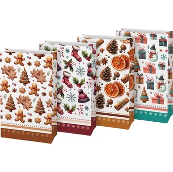 Dárková taška Sáček papírový vánoční KRAFT 3 10x18x6cm mix