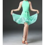 Taneční dívčí šaty na latinu bez rukávů Jolana Světle zelená 160