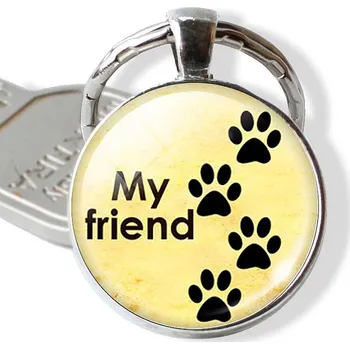 Přívěšek na klíče kovový Můj přítel s psími tlapkami