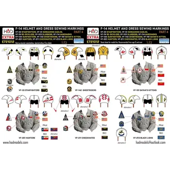 Plastikový model HAD models 1/72 F-14 Helmet & dress sewing markings Vol.4