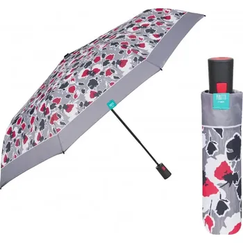 Deštník PERLETTI Dámský skládací automatický deštník Floreale / šedý lem, 26308