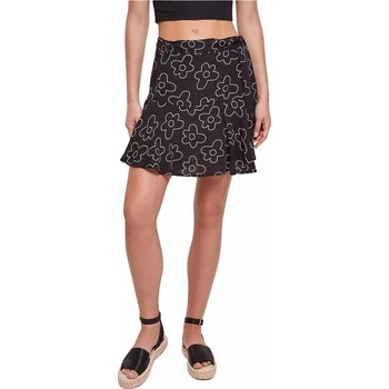 Dámská sukně Dámská viskózová mini sukně se skrytými šortkami Urban Classics Barva: černá květinová, Velikost: XS