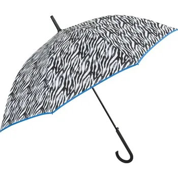 Deštník PERLETTI Dámský automatický deštník ZEBRATO / modrý lem, 26164