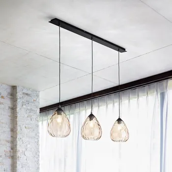 Fabas Luce Závěsné svítidlo Gisella, jantarová barva, 3 světla, sklo jantarová, černá 3 x 60 W - Doprava zdarma