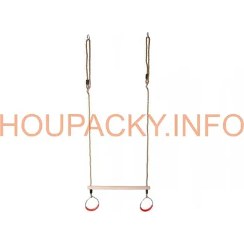 Dětská houpačka Houpačka hrazda dřevěná s kovovými kroužky