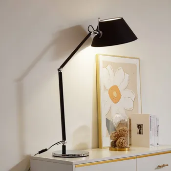 Lampička Stolní lampa Lucande Dansari, černá, kov, nastavitelná - Délka kabelu 166 cm, stínítko - Ø 33 cm, výška 16 cm, Ø podstavce 24 cm černá, chrom, bílá 1 x 15 W LED - Doprava zdarma