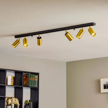 Lampička Euluna Stropní bodové světlo Eye Spot 6-bodové, černé/mosazné černá, matná mosaz 6 x 10 W LED - Doprava zdarma