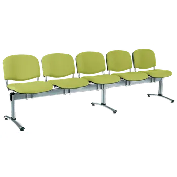 CL - 25, čalouněná lavice do čekárny, 5-sedák, koženka AN - 079 citrónově zelená, kostra chrom