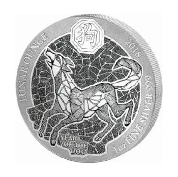 Sběratelství 1 unce stříbrná mince Rwanda Lunar pes 2018