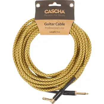 Audio kabel Cascha Professional Line Guitar Cable, Angled, Tweed Natural, 9 m + prodloužená záruka 3 roky