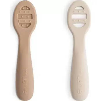 dětská jídelní sada MUSHIE první lžičky na příkrmy Natural/ Shifting Sand